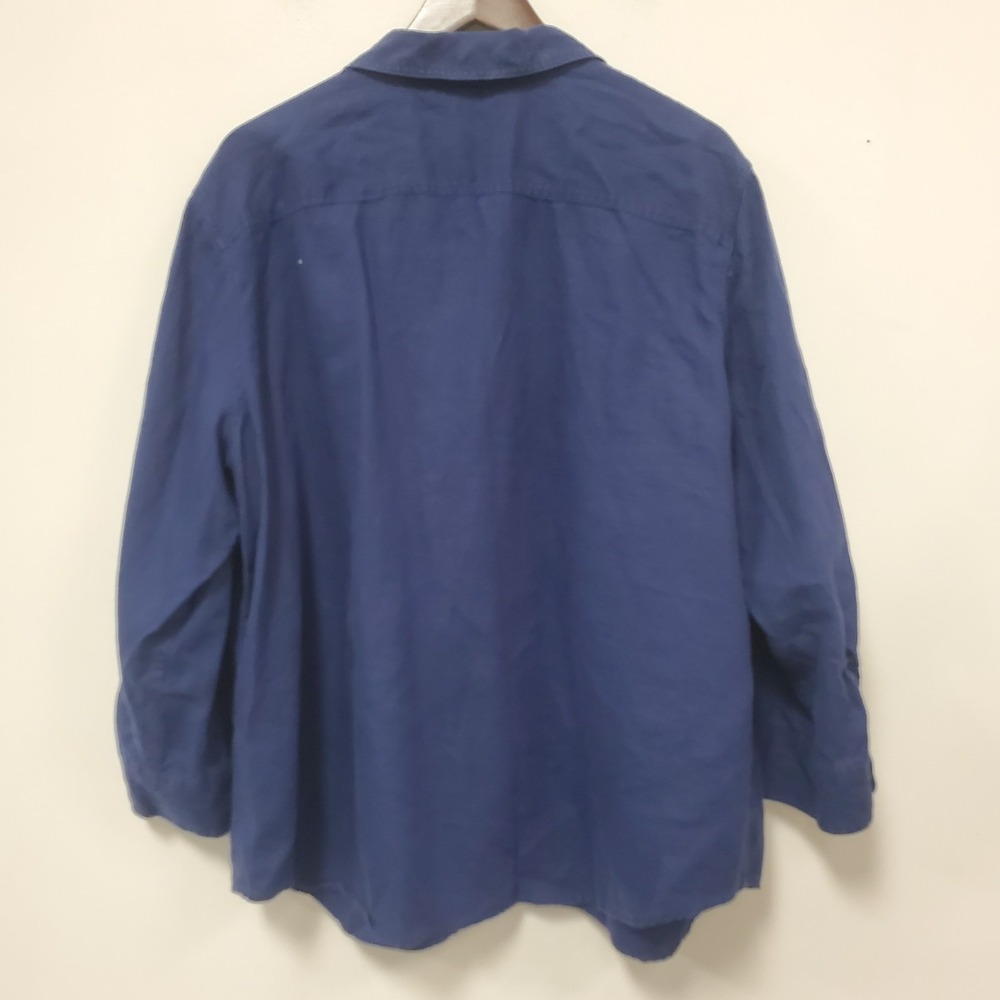 Lauren Ralph Lauren Womens Linen Button Shirt Size 3X Blue Old Money Coastal - Picture 2 of 10